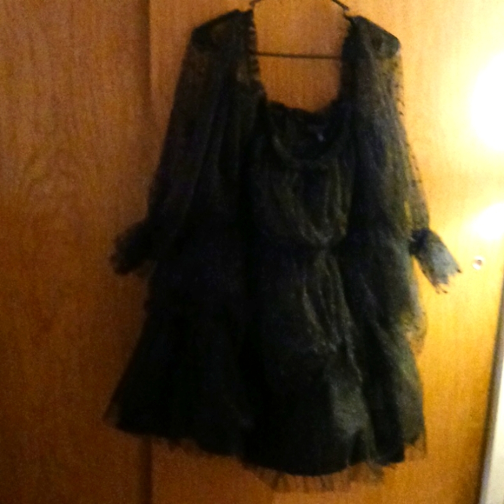 ELOQUII BLACK TIERED COCKTAIL DRESS SHEER, SIZE 16, VALENTINES DAY